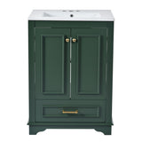 24'' Bathroom Vanity with Ceramic Sink Combo, Modern Freestanding Storage Cabinet with Silver N710P194893F
