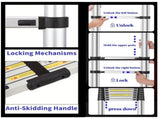 4.1-meter telescopic ladder, aluminum telescopic ladder, non slip feet, maximum capacity of 300 W2717P256991