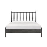 Mid-Century Modern Design Full Platform Bed 1pc Gray Finish Wooden Bedroom Furniture Vertical Slats B011P211339