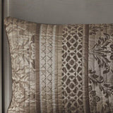 6 Piece Jacquard Quilt Set with Throw Pillows Brown/Gold Full/Queen B03597482