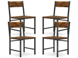 4 PCS Industrial Dining Chairs, 330LBS Capacity Metal Frame Kitchen Side Chairs, Rustic Brown 73246586