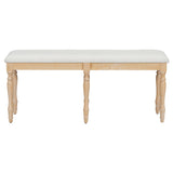 TOPMAX Vintage Traditional 50.4inch Upholstered Dining Bench with 6 Solid Wood Legs, Natural N717P170409A