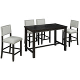 ZNTS 5-Piece Counter Height Dining Set, Classic Elegant Table and 4 Chairs in Espresso and Beige 06419071