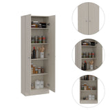 ZNTS Buxton Rectangle 2-Door Storage Tall Cabinet White Washed Oak B06280485