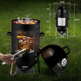 ZNTS Vertical Steel Charcoal Smoker, Heavy Duty Three Layer Round BBQ Grill Smokey Mountain Cooker for 11838107