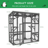 ZNTS Catio Outdoor Cat Enclosure Cat House Wooden Cat Cage Large Feral Cat Shelter for Mulitiple Cats W1850P188227