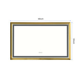 48x30 Inch LED Frontlit Bathroom Mirror with Metal Frame, Wall Mounted Vanity Mirror with Smart 52931184