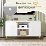 U-Can Modern TV Stand for TVs up to 55 Inches, Entertainment Center Media Console,Adjustable Shelf, N724P198518K