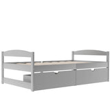 ZNTS Twin size platform bed, with two drawers, gray 72680589