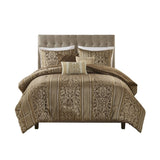 6 Piece Jacquard Comforter Set with Throw Pillows-Full/Queen B035P280388