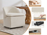 058-Set of 2 Chenille Fabric Dining Chairs With Universal Wheels,Beige W527P242552
