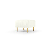 ZNTS Square Ottoman Cream Velvet Stool Seat with Metal Legs, Footrest for Bedroom to match with Living W714110608