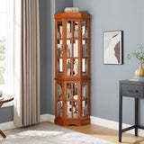 Corner Curio Cabinet with 5 Shelves and Lighting System, Oak W1693P183979