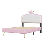 ZNTS Twin size Upholstered Princess Bed With Crown Headboard,Twin Size Platform Bed with Headboard and WF315552AAH