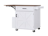 39.3" Farmhouse Kitchen Island with Drop Leaf, Kitchen Storage Island with Open Side Rack, One 44318455