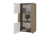 Hyder Bookcase with Upper and Lower Doors, Open Center Shelf and Vertical Design, Natural Oak / B097P474310