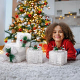 Lighted Gift Boxes Set of 3, Pre-lit Nestable Glitter Present Boxes Ornament with 48 LED Multi-color 91981668