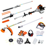 ZNTS 10 in 1 Multi-Functional Trimming Tool, 52CC 2-Cycle Garden Tool System with Gas Pole Saw, Hedge W46558450