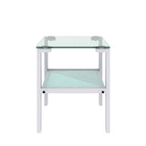 ZNTS Glass two layer tea table, small round table, bedroom corner table, living room white side W24160428