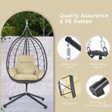 Egg Chair with Stand Indoor Outdoor Swing Chair Patio Wicker Hanging Egg Chair Hanging Basket Chair W87433841