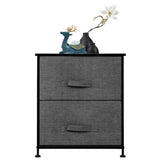 ZNTS 2 Drawers -Night Stand, End Table Storage Tower - Sturdy Steel Frame, Wood Top, Easy Pull Fabric 89761690