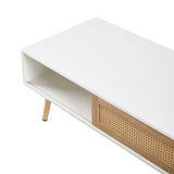 41.34" Rattan Coffee table, sliding door for storage, solid wood legs, Modern table for living room W1265107718