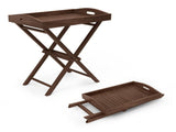 Foldable tray rack, solid teak tray table for garden terraces 58375246