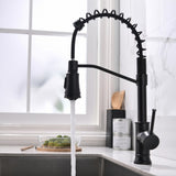 Kitchen Faucet with Pull Out Sprayer Black Stainless Steel Single Handle Kitchen Sink Faucets W1932130232