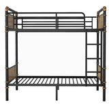 Twin XL over Twin XL Metal Bunk Bed, Industrial Detachable Bunkbeds with Safety Guard Rails for 78931135
