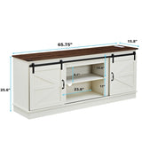 Farmhouse TV stand for 65/70/75-inch TVs with outlets, featuring a modern entertainment center W2393P168715