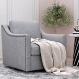 ZNTS 360 Degree Swivel Armchair Cotton linen skin-friendly fabric Ergonomic design Brass nail decorative W2113127543