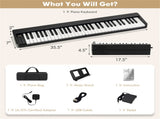 Foldable 61-Key Full-Size Digital Piano, 90.1717.785.08 cm Wireless MIDI Keyboard with 1750mAh 95661803