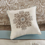 Jacquard 7 Piece Comforter Set Blue Queen B03596988