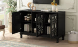 U-Can Modern Mirrored TV Stand for TV up to 55 Inches, Entertainment Center Solid Wood Legs, Metal N724P198519B