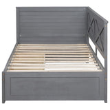 Twin Size Wood Daybed with 2 Drawers and Rustic Guardrail, Ancient Grey N709P179657E
