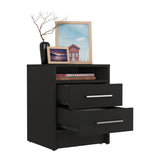 Eter Nightstand , End Table, Side Table Superior Top, Two Drawers -Black B07091863