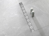 28 Inch Linear Shower Drain with Removable Brick Patterned Grate Cover, 304 Stainless Steel Shower 89053086