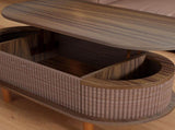 Fluted Lift Top Coffee Table with Hidden Compartment, Wooden Center Table, Modern Oval Lift Tabletop 32995757