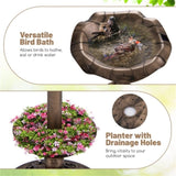 Bronze Standing Pedestal Birdbath and Feeder Combo with Solar Powered Lamp 91073086