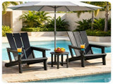 Black Weatherproof HDPE Outdoor Adirondack Chair, 330LBS Capacity Ergonomic Patio Lounge Chair with 49748678