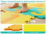 Yellow Kids Hopscotch Foam Mat with 9 Interlocking Tiles & 3 Marker Discs, Non-Slip Play Mat for 77638950
