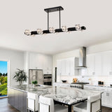 Rectangle Chandelier for Dining Room, 8-Light Black Farmhouse Linear Pendant Light Fixture, Modern W1592P232225
