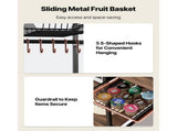 Kitchen Bakers Rack, 35.4-Inch Wide Stand with X-Frame Support, Multi-Tier Storage Shelves, 5 Hooks 27874228