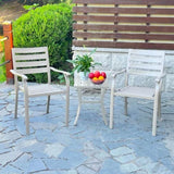 VRSHWO lron Terrace Dining Chairs, a Set of 2 Cream Color Chairs, Metal Chairs, All-Weather W213P335870