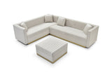 Contemporary Vertical Channel Tufted Velvet Big Size Ottoman Modern Upholstered Foot Rest for Living W1117P147305