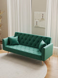 71 inch convertible love seat sofa, American retro green velvet, suitable for small living room, W165880949