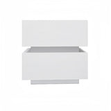 White Color High Glossy 2 Drawers Bedside Table with RGB Led Light Nightstand with Bluetooth Control W2139142767