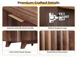 Fireplace TV Cabinet, Walnut Cabinet with Gold Handles, 147.5*34.5*64.5cm, Embossed MDF with 97795670