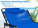 Oversized Patio Chaise Lounge, 27" Wide 4-Position Adjustable Backrest Folding Tanning Chair-Navy 09940851