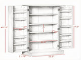 White 41" Modern Freestanding Kitchen Pantry Double Door Storage Cabinet with Adjustable Shelves 18300123